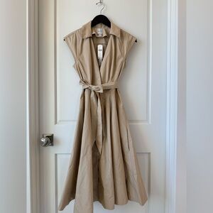 Maeve Tan Sleeveless Midi Dress with Tie